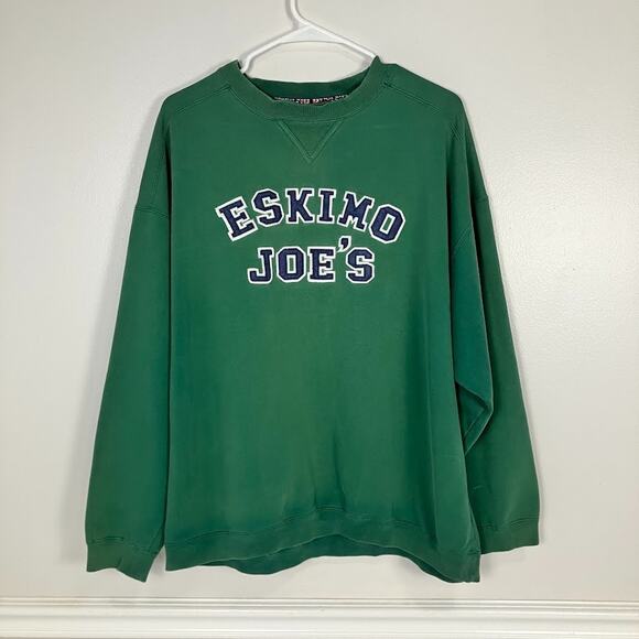 Eskimo Joe’s Stillwater OK Revese Weave VINTAGE Sweatshirt Green Distressed XL - Picture 1 of 9
